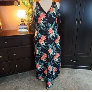 Huskary Black Floral Maxi Dress